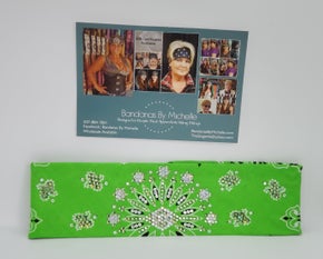 LeeAnnette Lime Green Paisley Bandana with Aurora Borealis and Light Green Swarovski Crystals (sku4064)