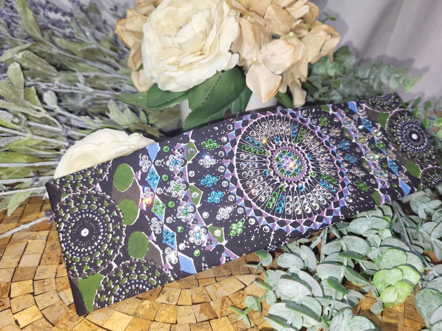 LeeAnnette Green Kaleidoscope with Light Blue, Light Green and Diamond Clear Austrian Crystals (Sku4094)