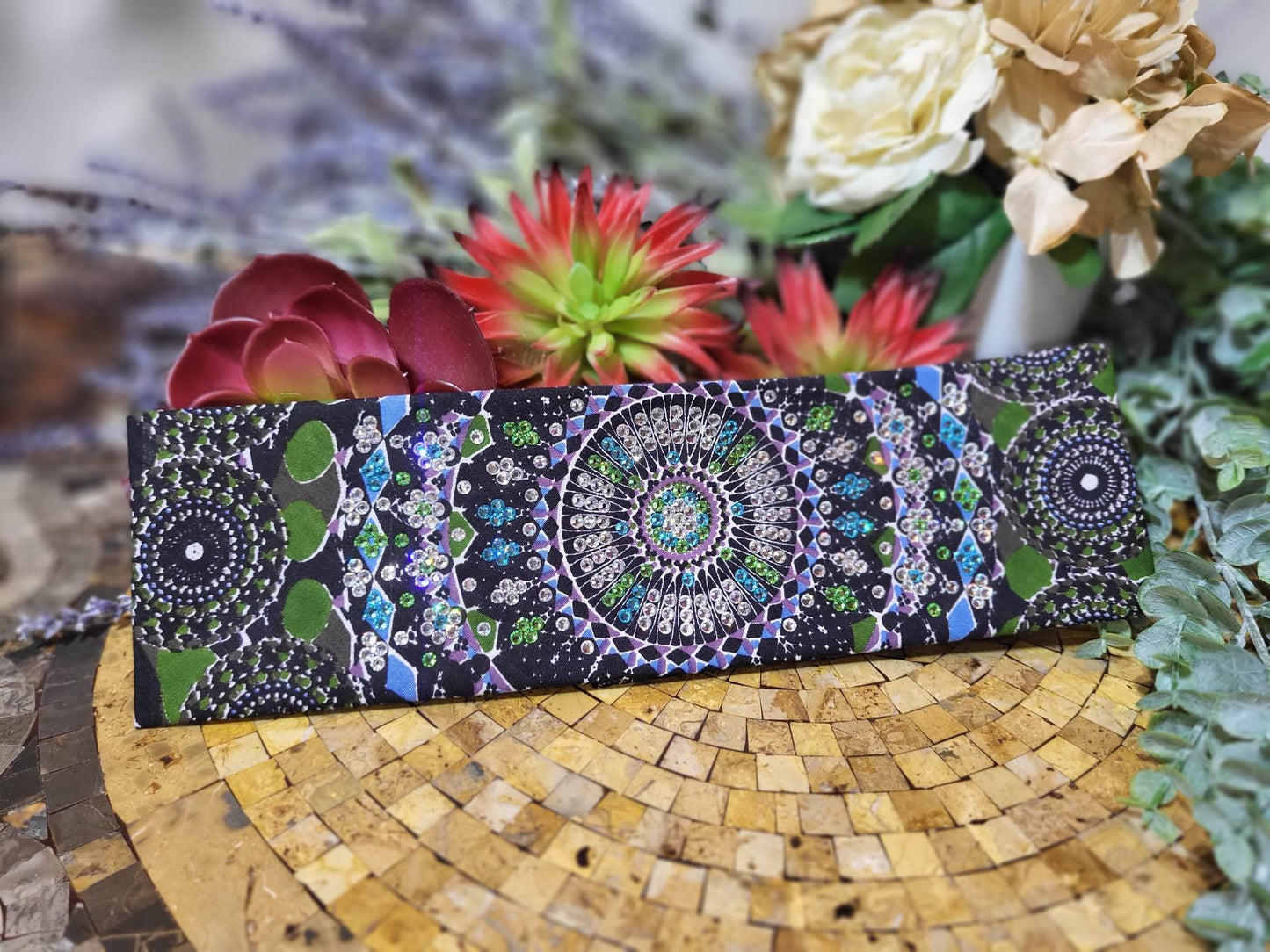 LeeAnnette Green Kaleidoscope with Light Blue, Light Green and Diamond Clear Austrian Crystals (Sku4094)