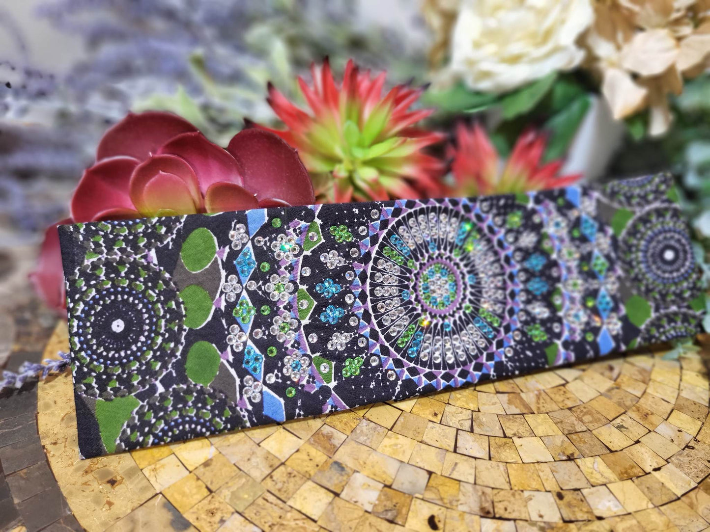 LeeAnnette Green Kaleidoscope with Light Blue, Light Green and Diamond Clear Austrian Crystals (Sku4094)