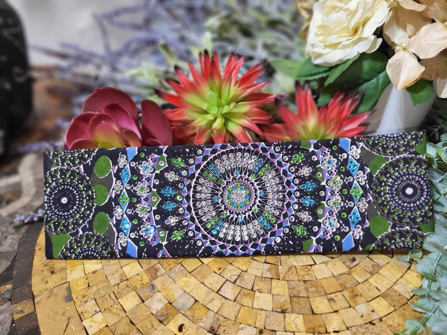 LeeAnnette Green Kaleidoscope with Light Blue, Light Green and Diamond Clear Austrian Crystals (Sku4094)