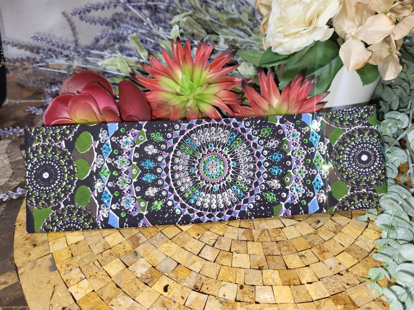 LeeAnnette Green Kaleidoscope with Light Blue, Light Green and Diamond Clear Austrian Crystals (Sku4094)