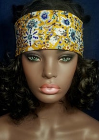 LeeAnnette Mustard Flower with Brown, Turquoise, Blue and Diamond Clear Austrian Crystals (Sku4095)