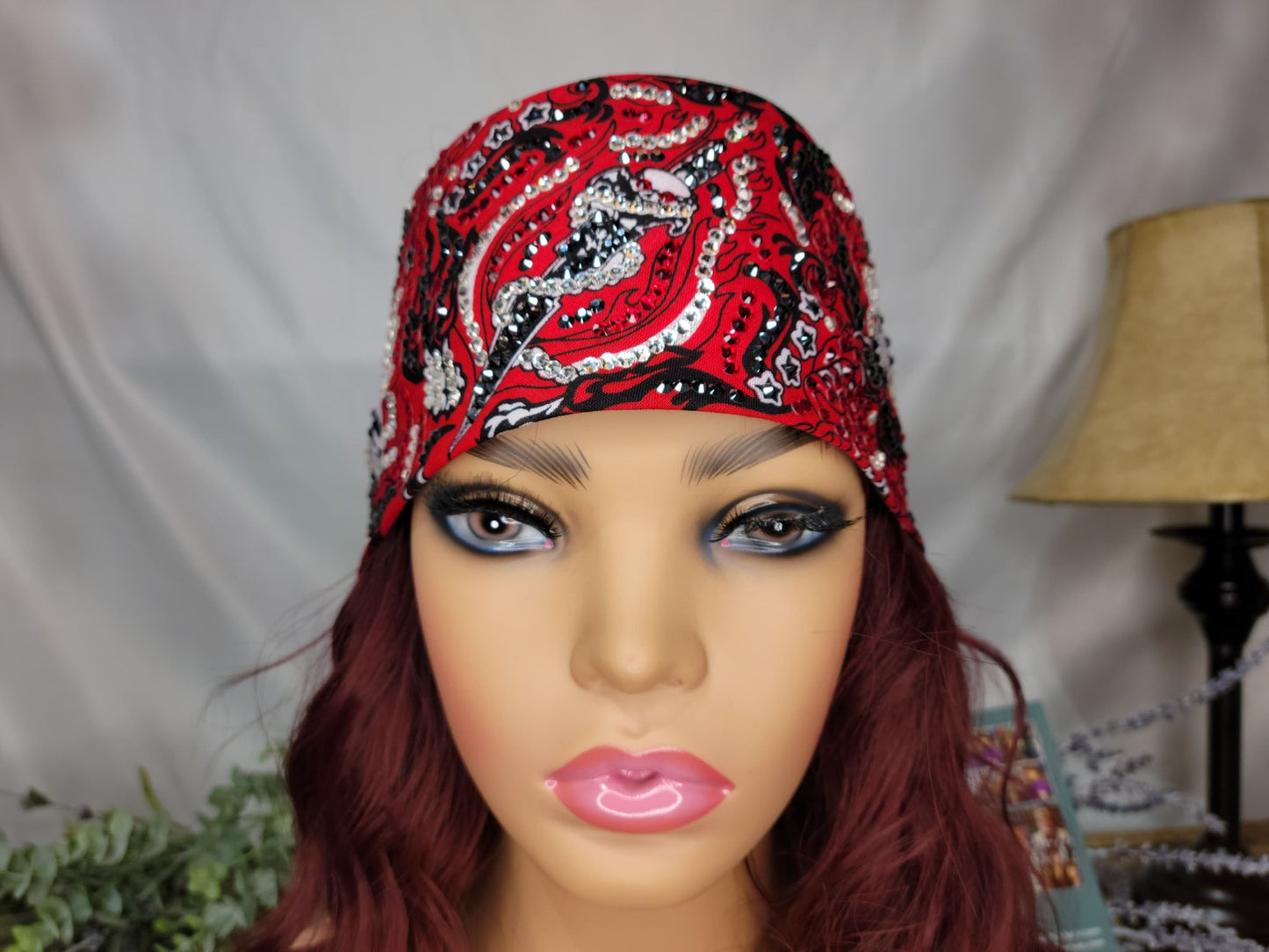 Super LeeAnnette Skull and Dagger with Black, Red and Diamond Clear Austrian Crystals (sku4108)