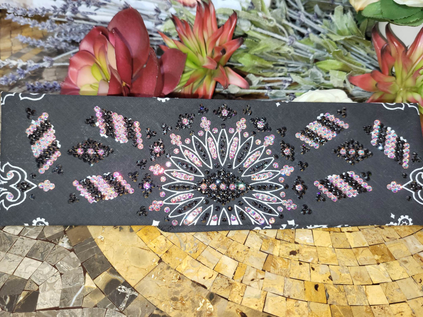 Super LeeAnnette Black Paisley with Black and Aurora Borealis Austrian Crystals (Sku4251)
