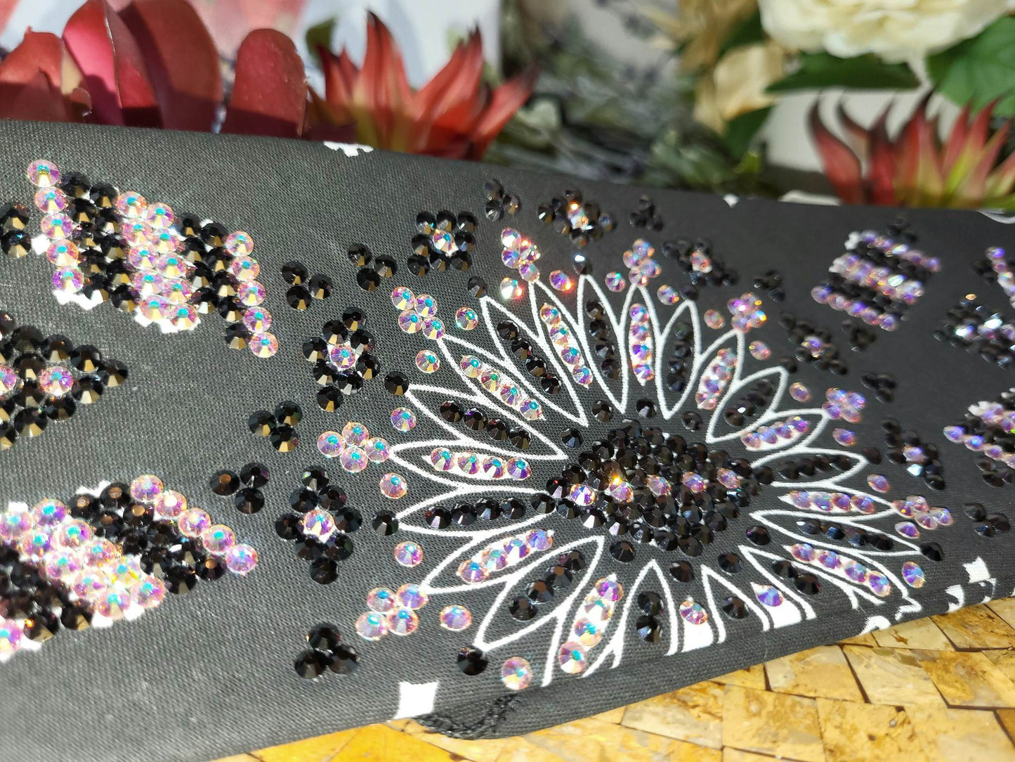 Super LeeAnnette Black Paisley with Black and Aurora Borealis Austrian Crystals (Sku4251)