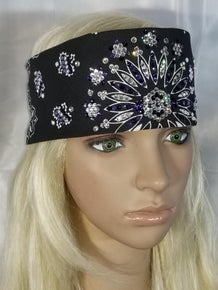 LeeAnnette Black Paisley with Dark Purple, Tanzanite and Diamond Clear Austrian Crystals (Sku4523)