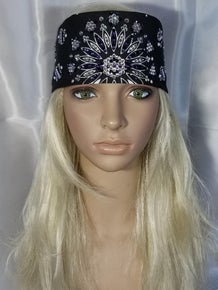 LeeAnnette Black Paisley with Dark Purple, Tanzanite and Diamond Clear Austrian Crystals (Sku4523)