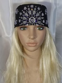 LeeAnnette Black Paisley with Dark Purple, Tanzanite and Diamond Clear Austrian Crystals (Sku4523)