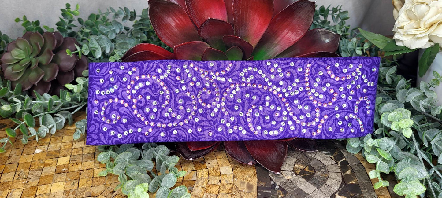 LeeAnnette Fancy Purple Bandana with Aurora Borealis and Diamond Clear Austrian Crystals (sku4259)
