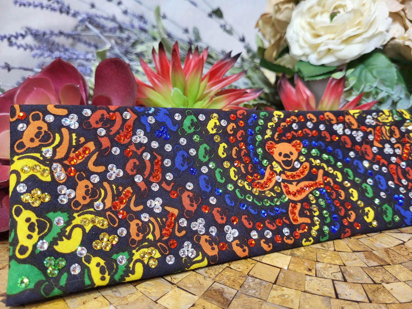 LeeAnnette Dancing Bears Bandana with Multiple Colors of Austrian Crystals (sku4272)
