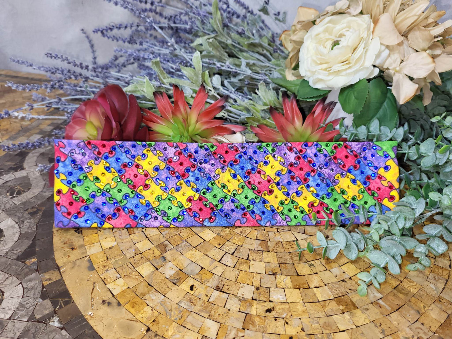LeeAnnette Autism Puzzle with Multiple Colors of Austrian Crystals (sku4273)