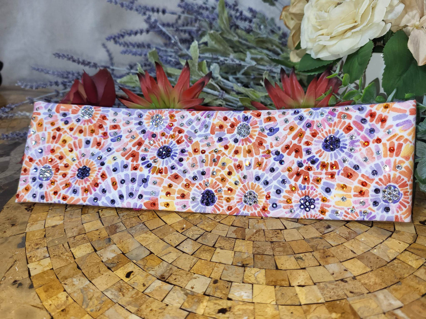 LeeAnnette Bright Mosaic Bandana with Multiple Colors of Austrian Crystals (sku4275)