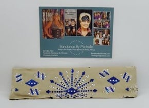 LeeAnnette Tan Paisley with Blue and Diamond Clear Austrian Crystals (Sku4353)