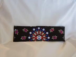 LeeAnnette Black Paisley Bandana with Red, Blue and Diamond Clear Austrian Crystals (Sku4358)