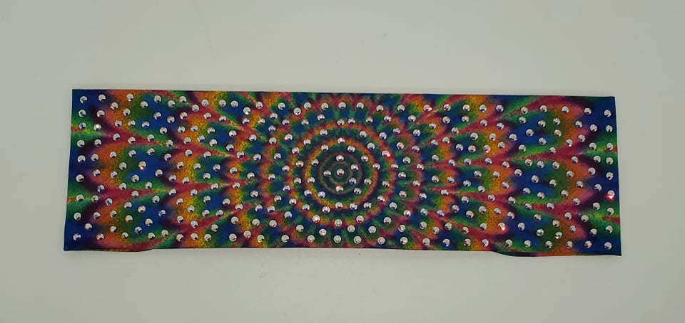 LeeAnnette Tie Dye Bandana with Aurora Borealis Austrian Crystals (SKU4380)