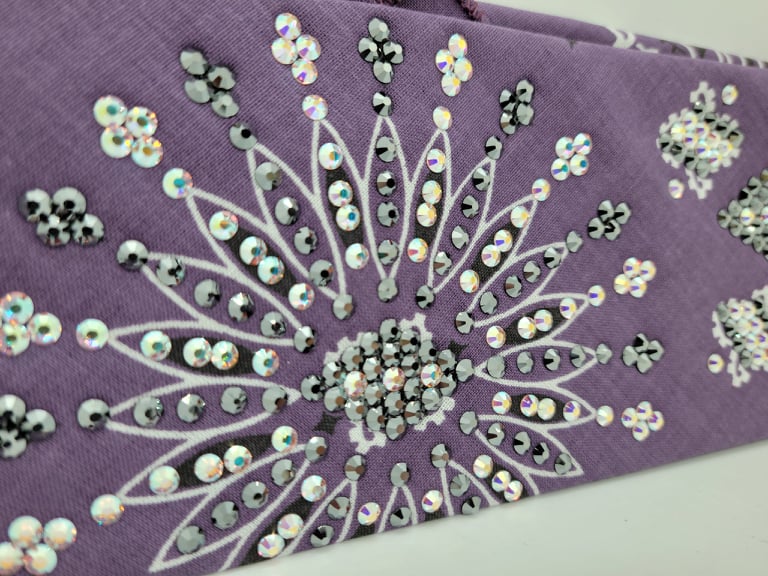 LeeAnnette Plum Paisley with Black and Aurora Borealis Austrian Crystals (SKU4387)