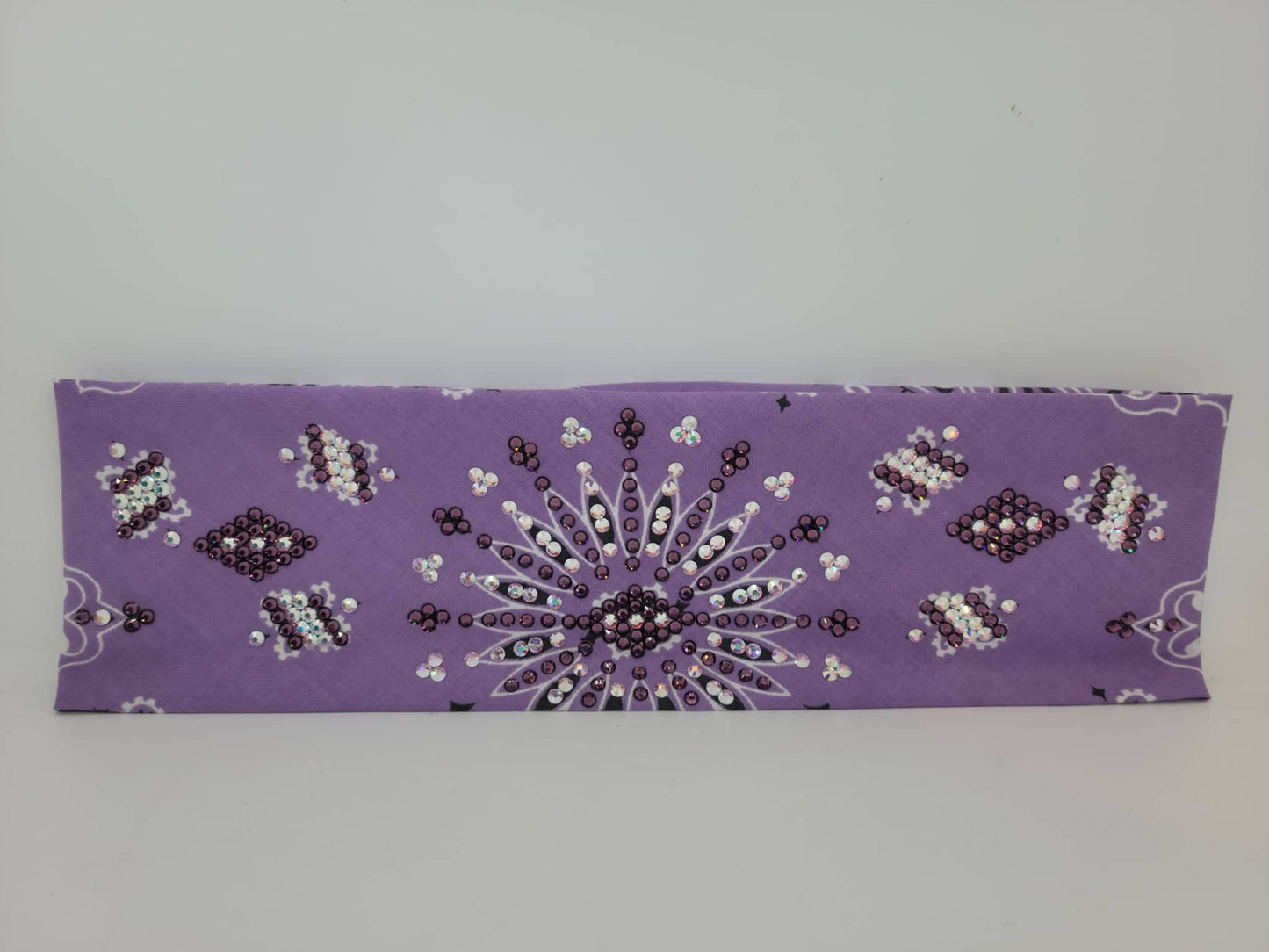 LeeAnnette Lavender Paisley Bandana with Amethyst and Aurora Borealis Austrian Crystals (SKU4388)