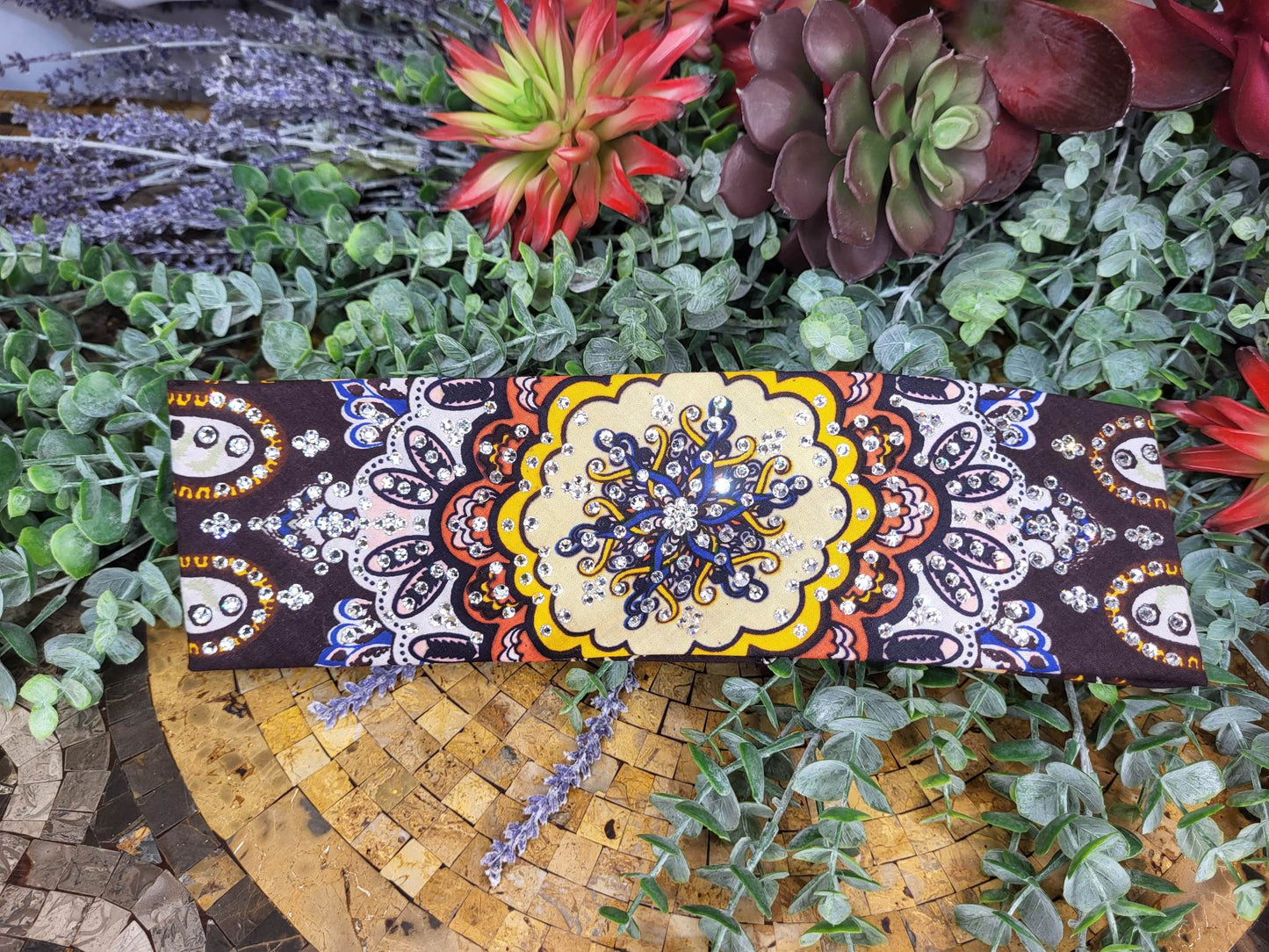 LeeAnnette Brown and Orange Indian with Diamond Clear Austrian Crystals (Sku4444)