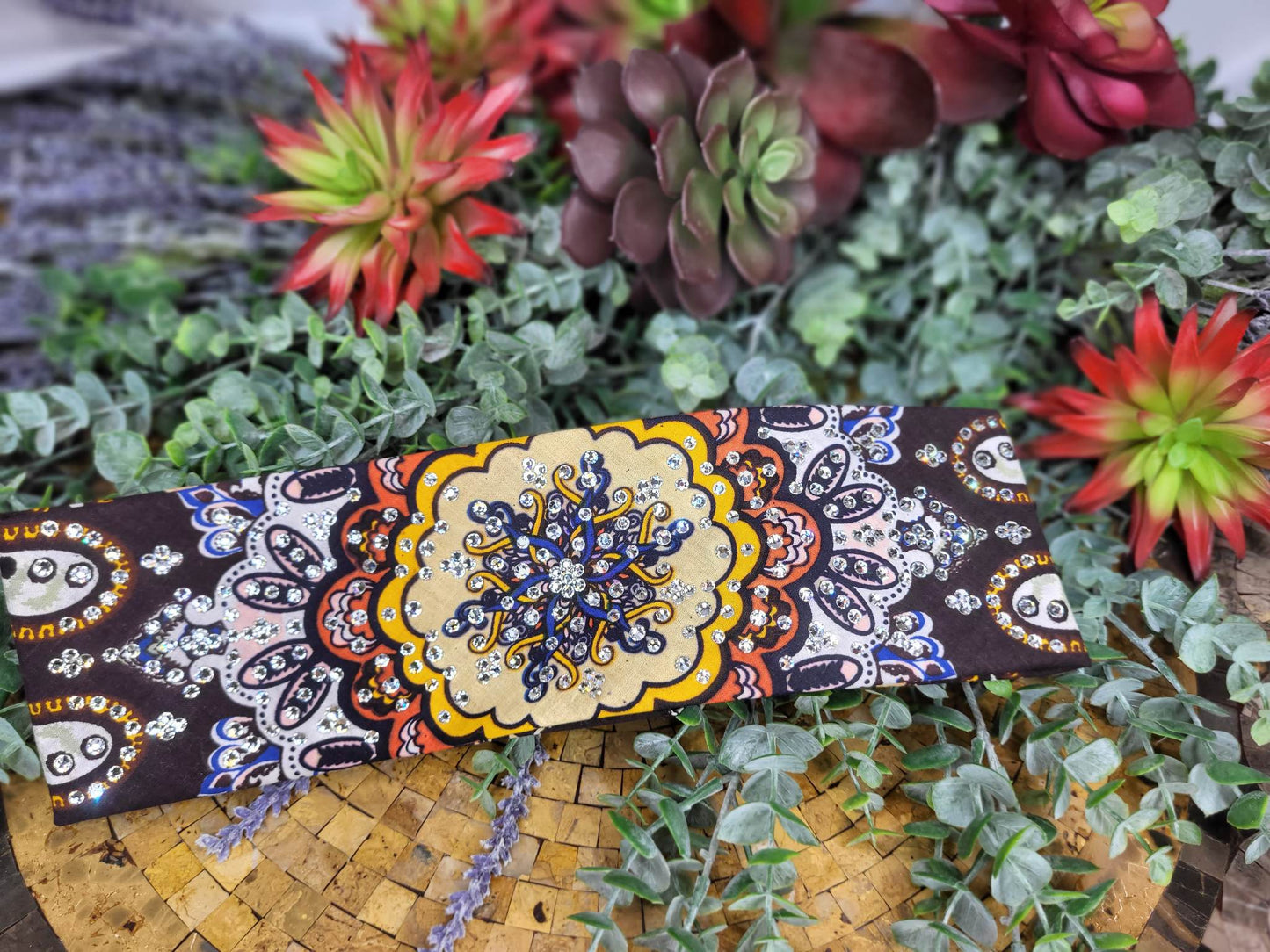 LeeAnnette Brown and Orange Indian with Diamond Clear Austrian Crystals (Sku4444)