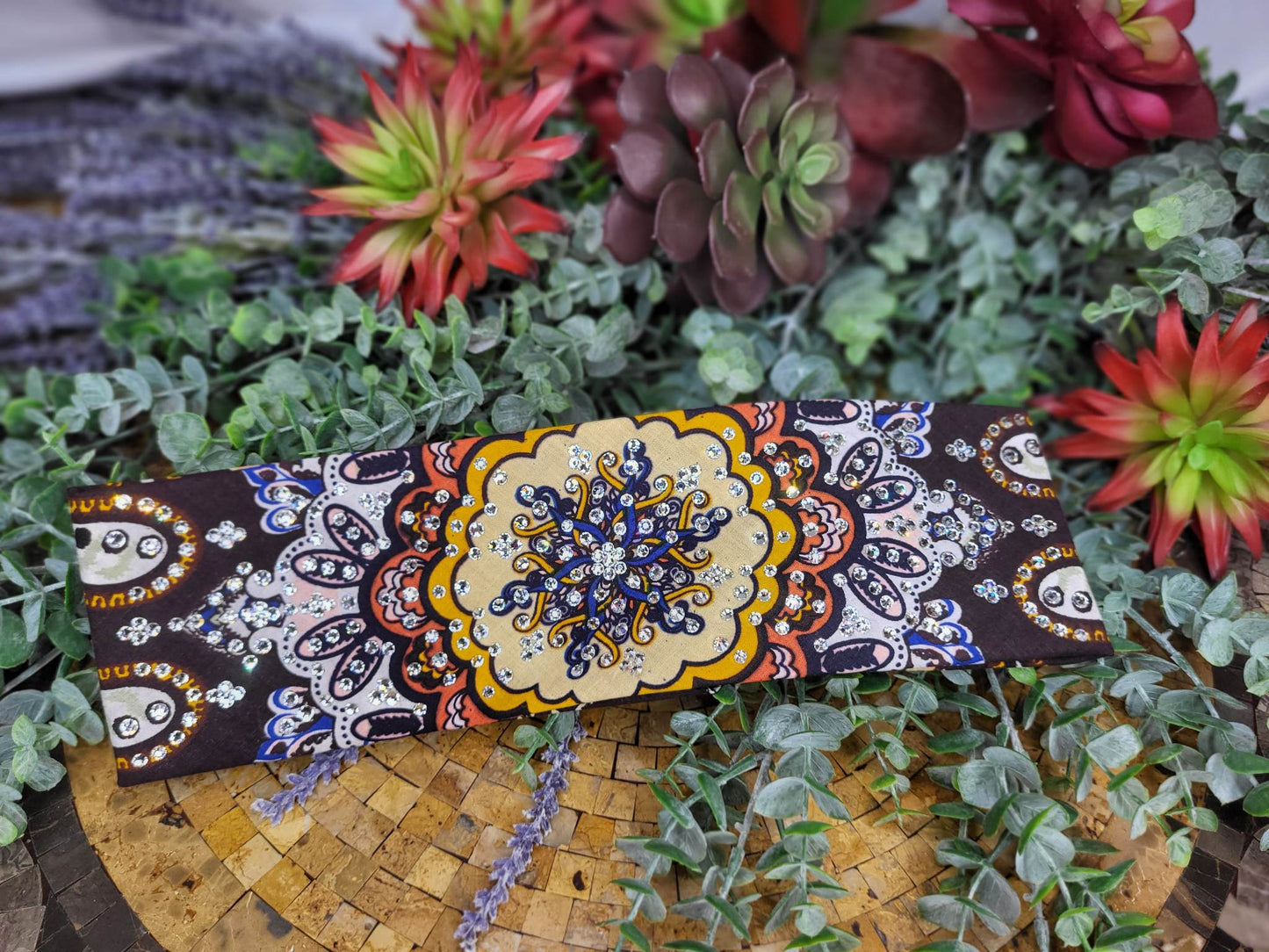 LeeAnnette Brown and Orange Indian with Diamond Clear Austrian Crystals (Sku4444)