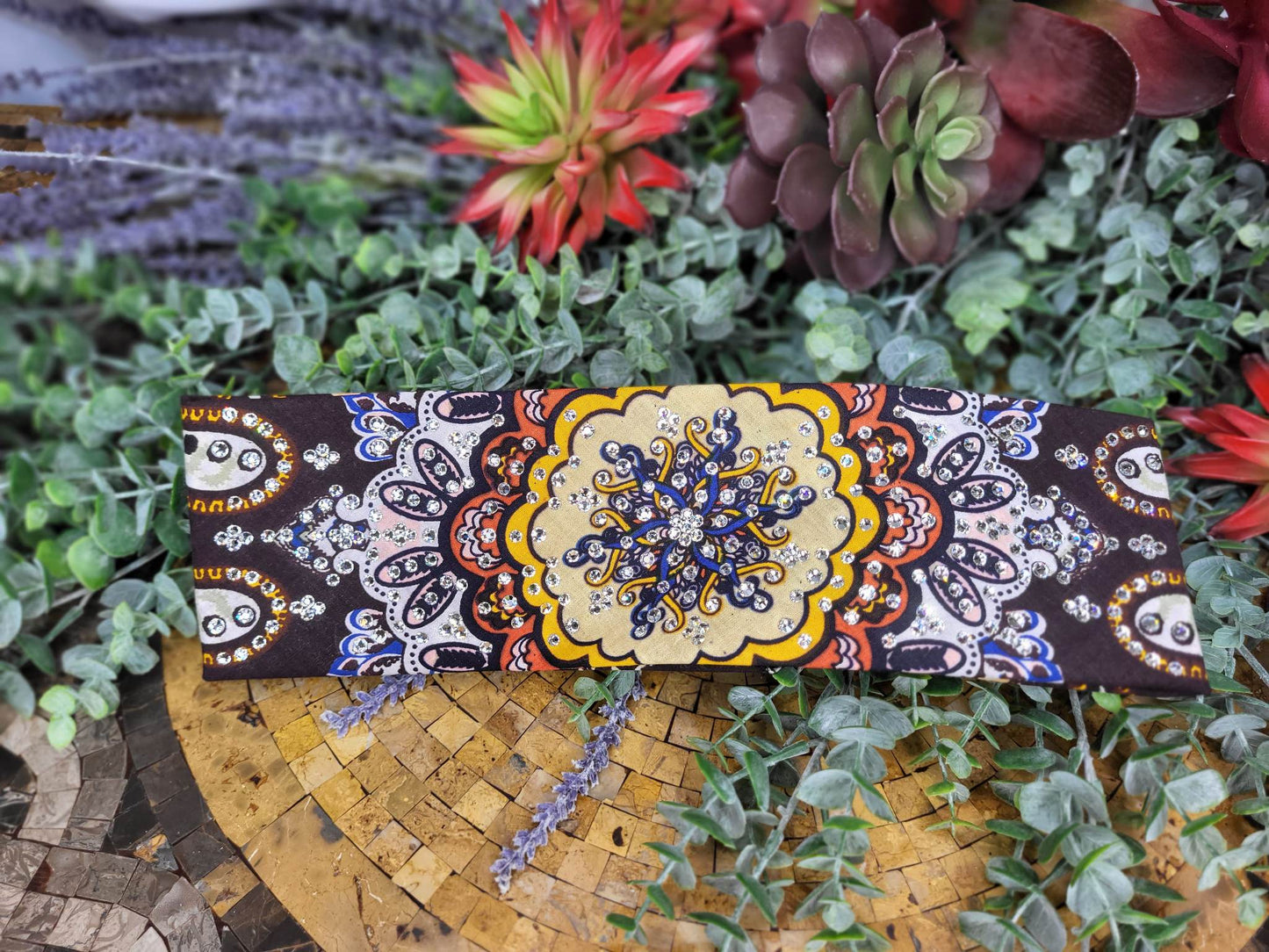 LeeAnnette Brown and Orange Indian with Diamond Clear Austrian Crystals (Sku4444)
