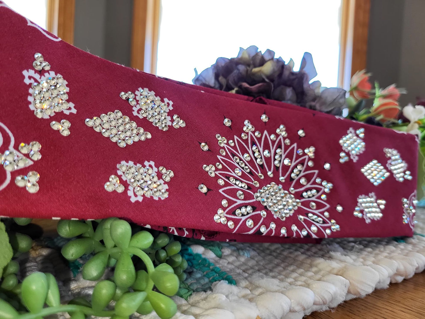 LeeAnnette Dark Maroon Paisley with Diamond Clear Austrian Crystals (sku4455)