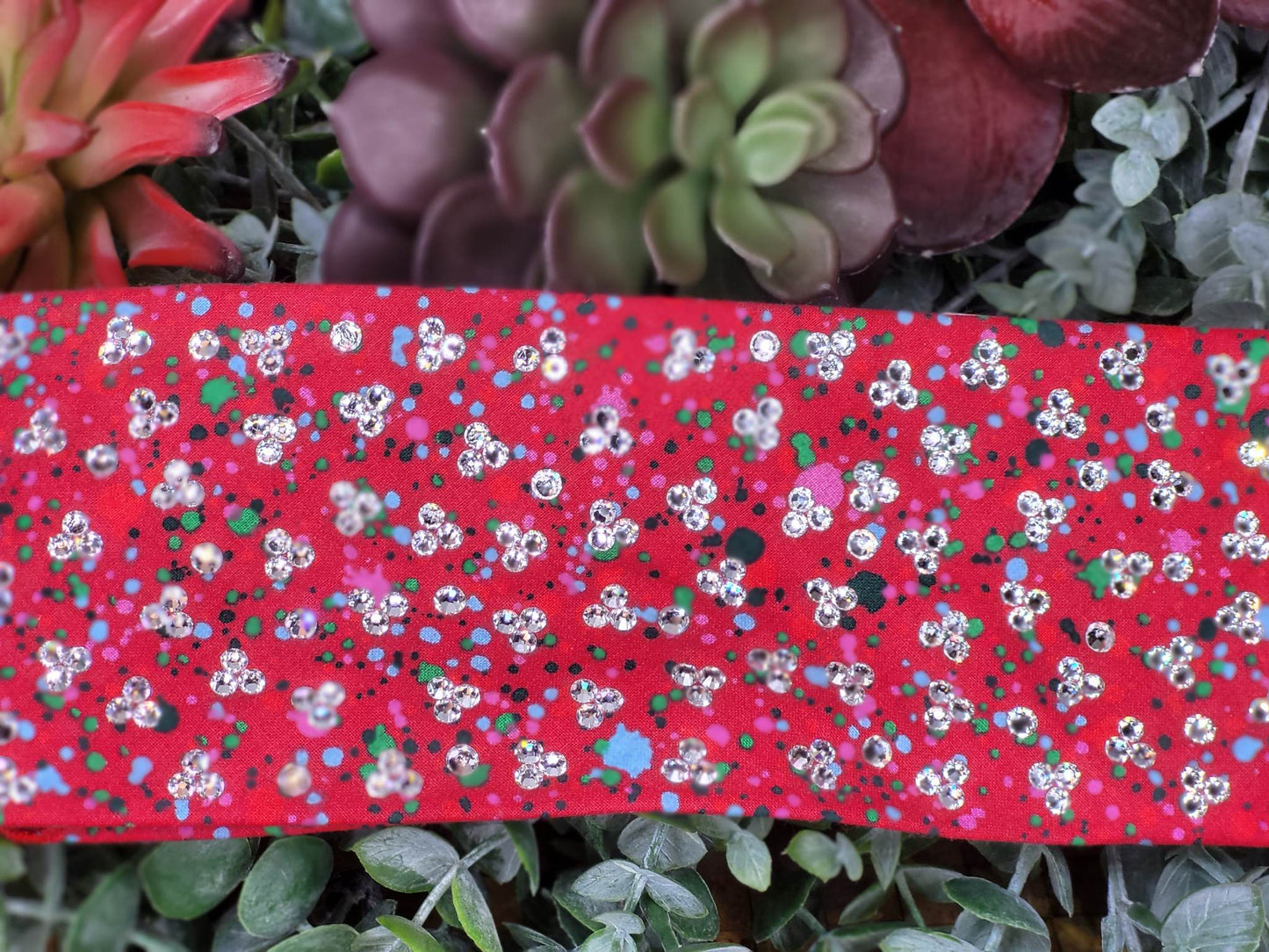 LeeAnnette Red with Paint Splatter with Diamond Clear Austrian Crystals (Sku4459)