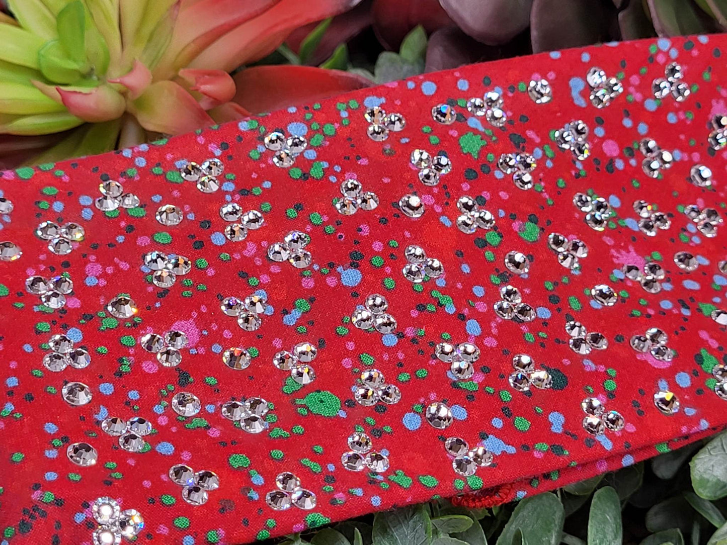 LeeAnnette Red with Paint Splatter with Diamond Clear Austrian Crystals (Sku4459)