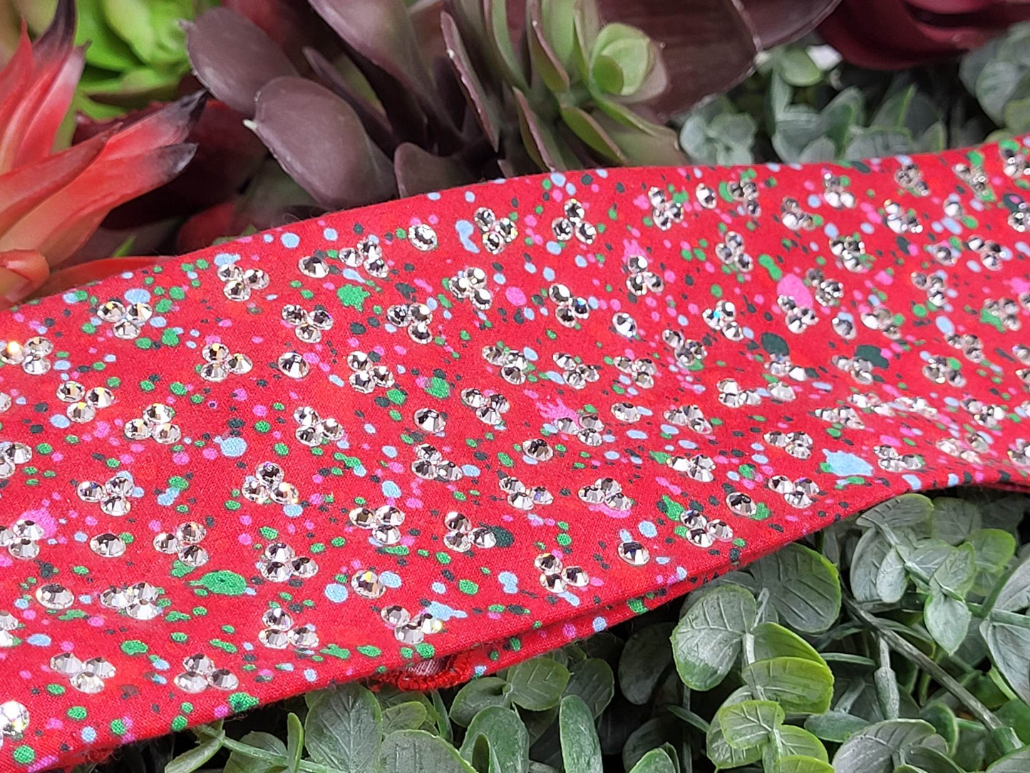 LeeAnnette Red with Paint Splatter with Diamond Clear Austrian Crystals (Sku4459)