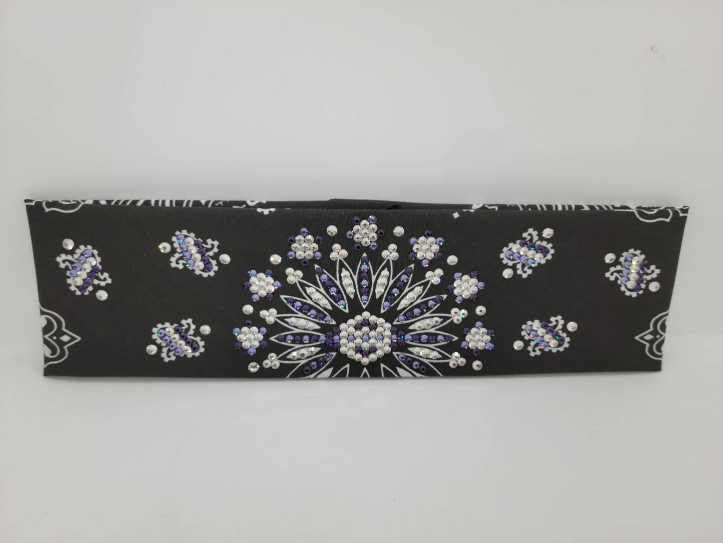 LeeAnnette Black Paisley with Dark Purple, Tanzanite and Diamond Clear Austrian Crystals (Sku4523)