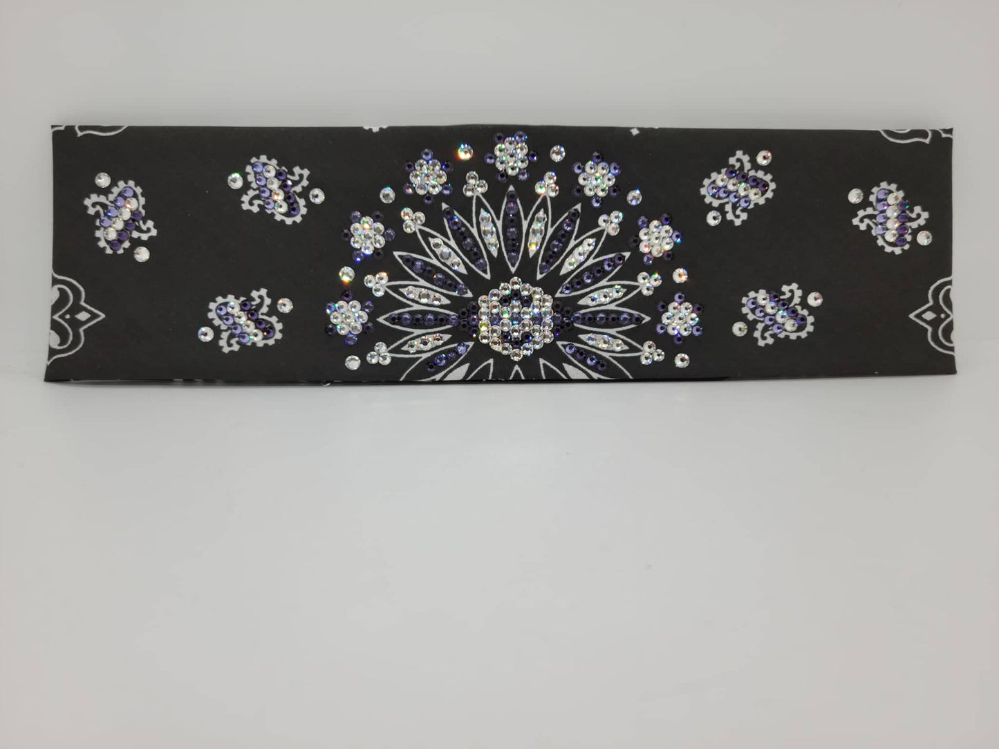 LeeAnnette Black Paisley with Dark Purple, Tanzanite and Diamond Clear Austrian Crystals (Sku4523)