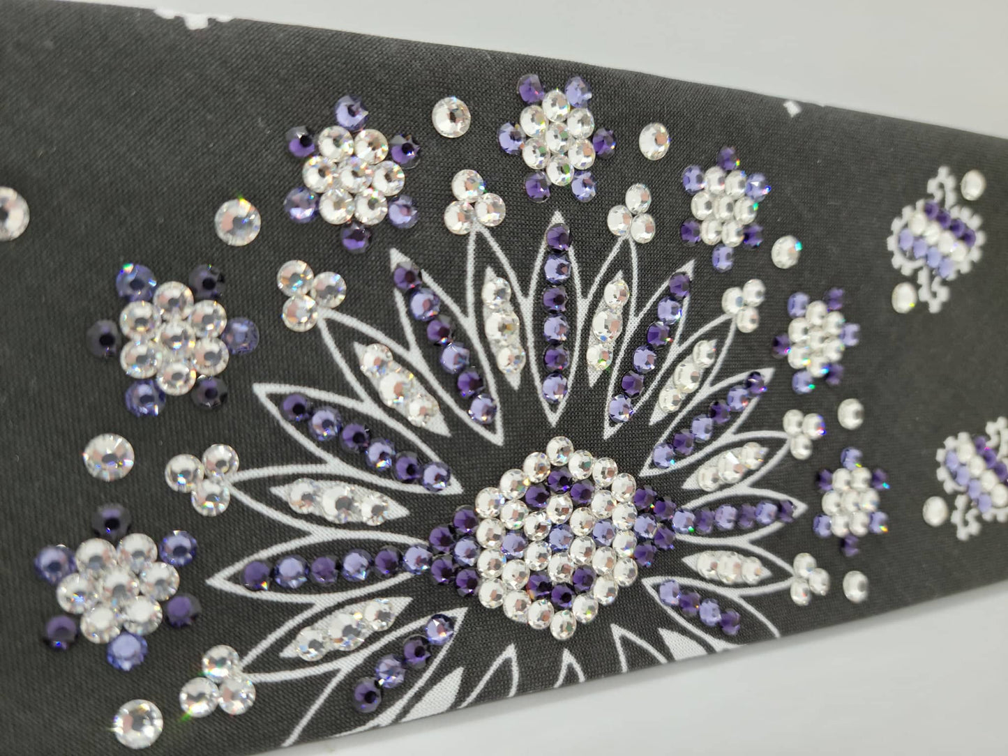 LeeAnnette Black Paisley with Dark Purple, Tanzanite and Diamond Clear Austrian Crystals (Sku4523)