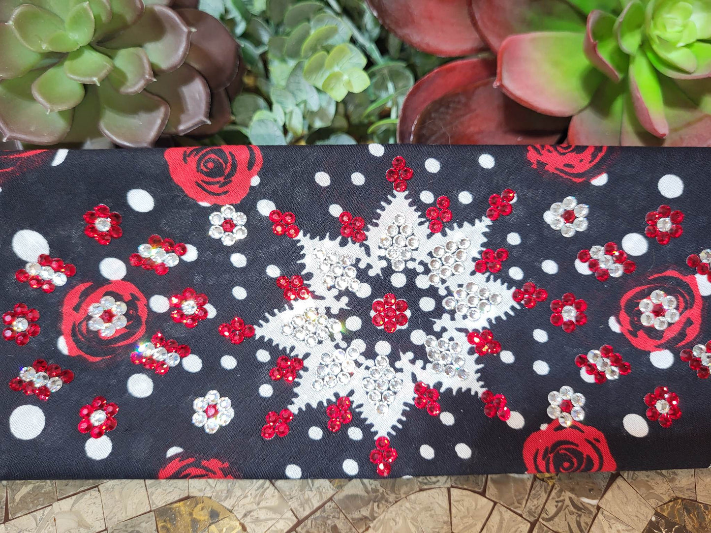 LeeAnnette Red Rose with Red and Clear Austrian Crystals