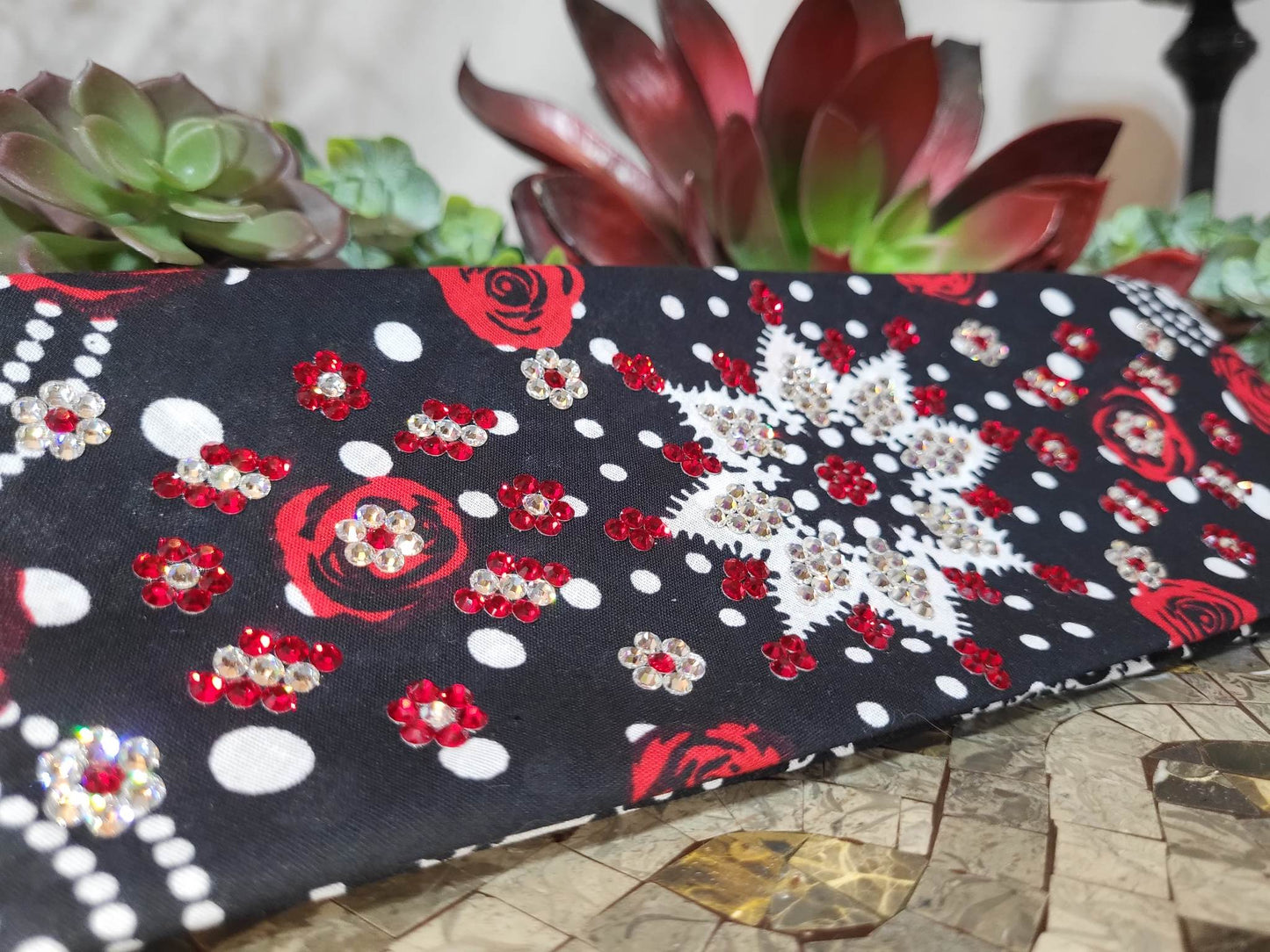 LeeAnnette Red Rose with Red and Clear Austrian Crystals