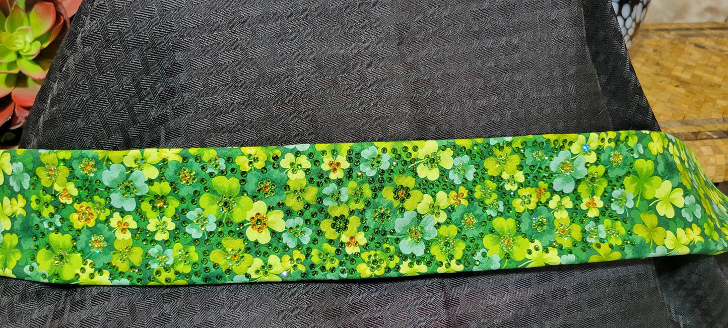 Super LeeAnnette Four Leaf Clovers Bandana with Peridot, Dark Green and Yellow Austrian Crystals (sku4541)