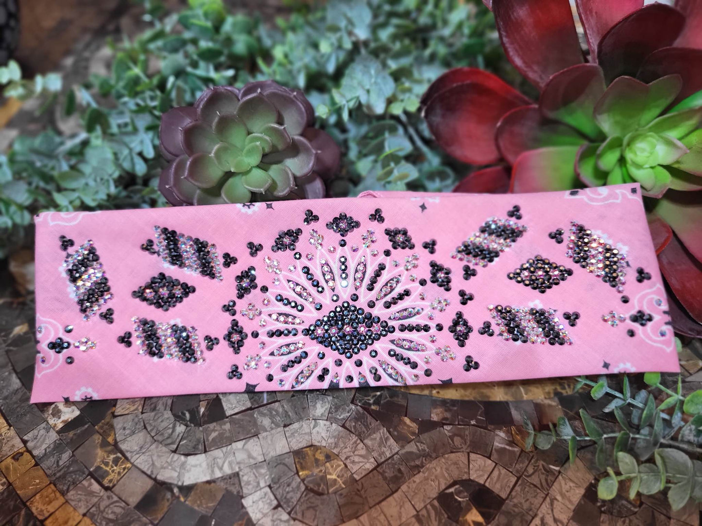 Super LeeAnnette Strawberry Paisley with Black and Aurora Borealis Austrian Crystals (sku4545)