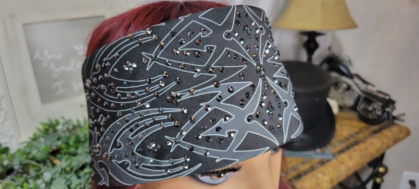LeeAnnette Tribal Bandana with Black Austrian Crystals (sku4551)