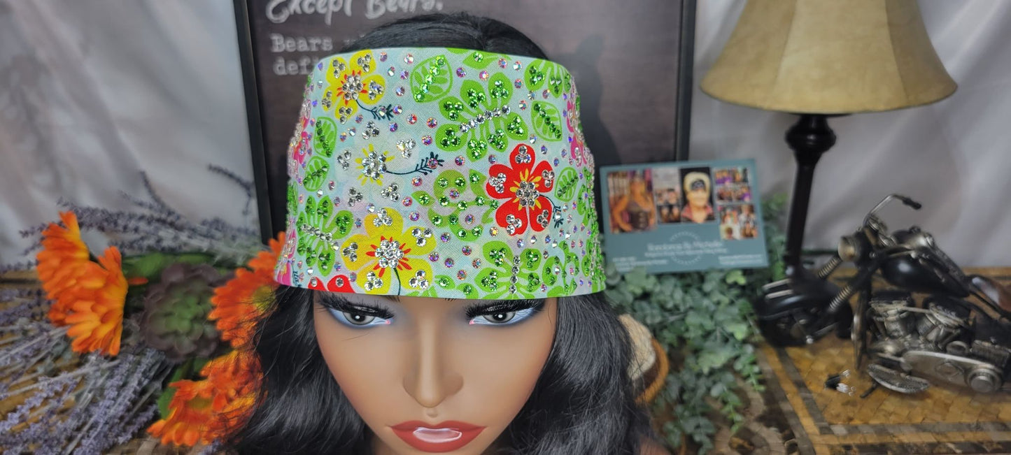 Super LeeAnnette Yellow and Red Flowers with Diamond Clear Austrian Crystals (sku4563)