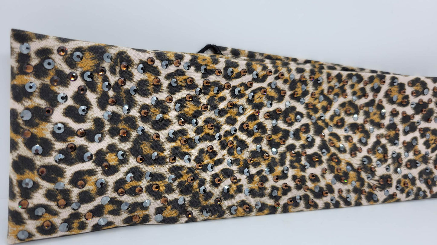 LeeAnnette Cheetah with Black and Brown Austrian Crystals (sku4568)