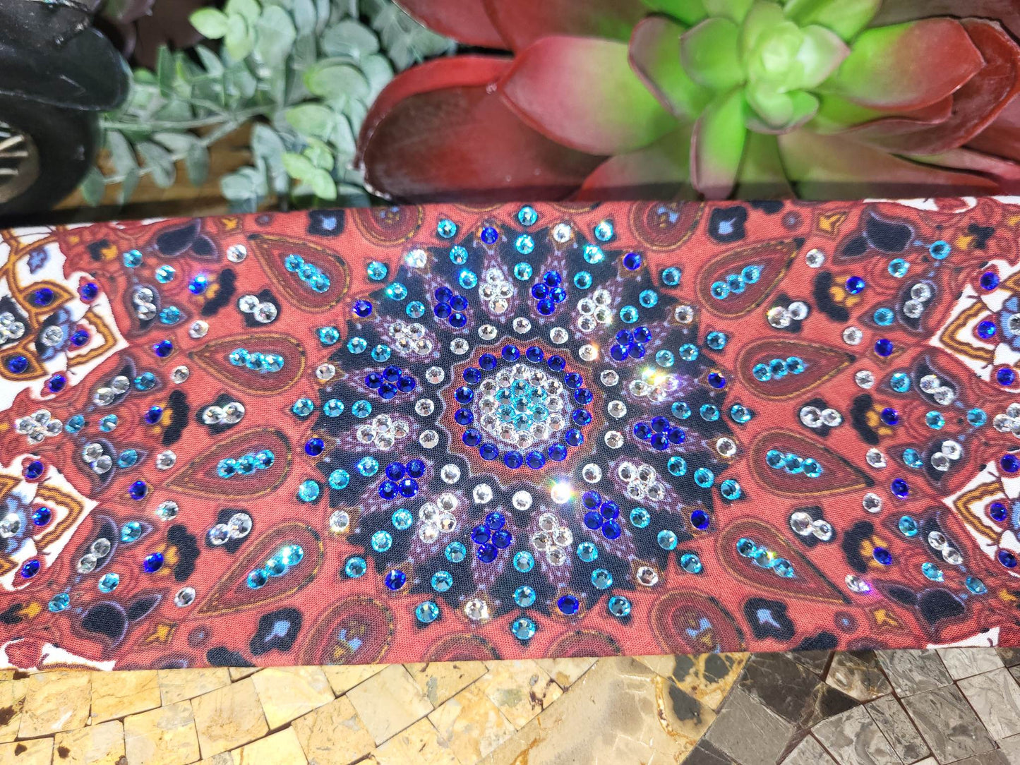 LeeAnnette Rust Indian with Blue, Aqua and Diamond Clear Austrian Crystals (Sku4619)