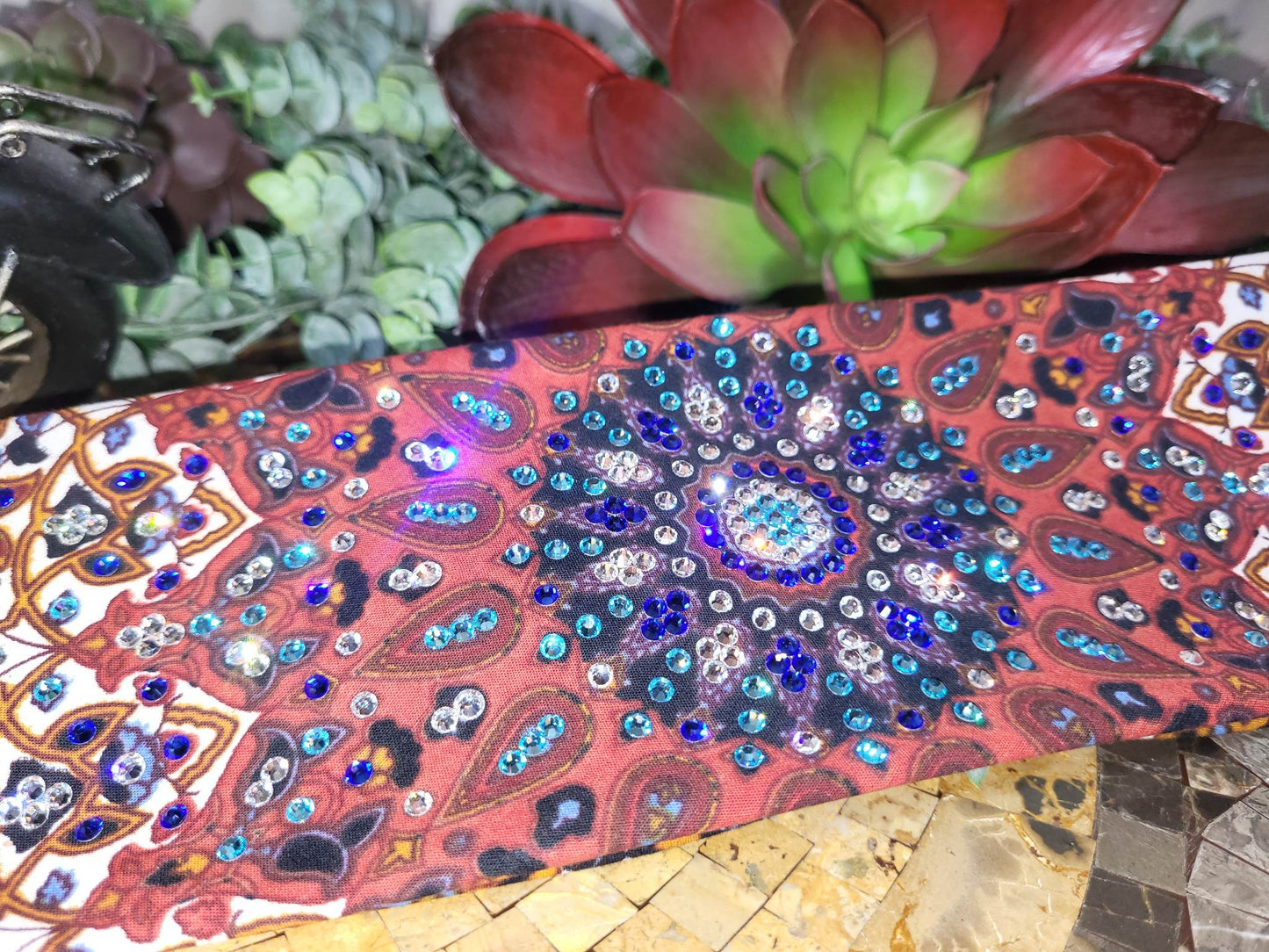 LeeAnnette Rust Indian with Blue, Aqua and Diamond Clear Austrian Crystals (Sku4619)