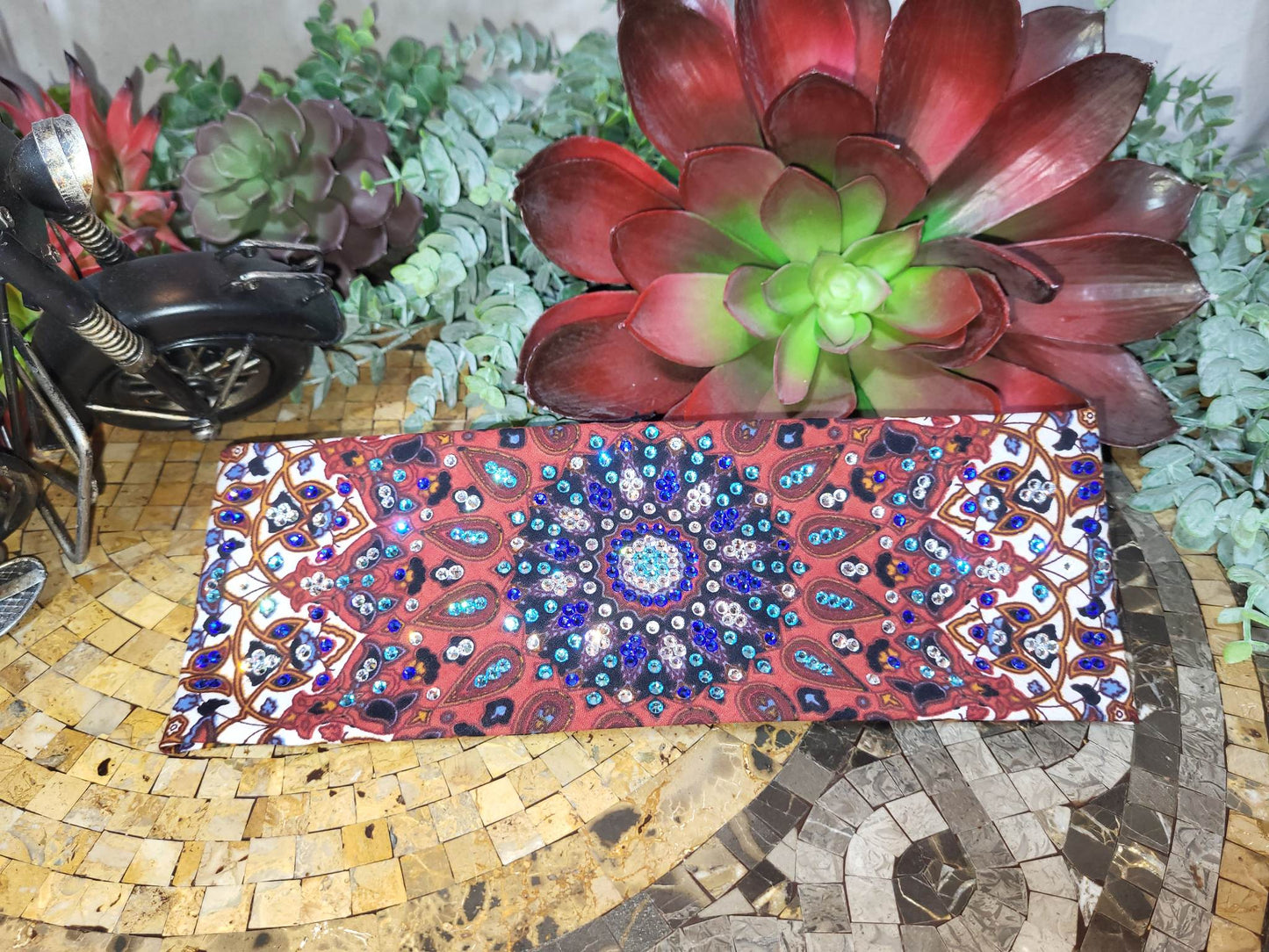 LeeAnnette Rust Indian with Blue, Aqua and Diamond Clear Austrian Crystals (Sku4619)