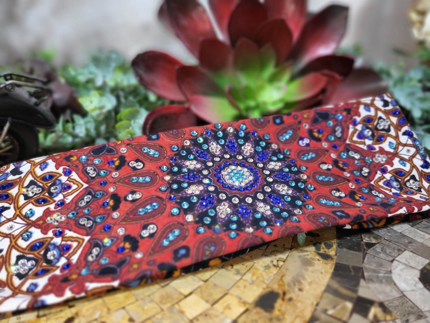 LeeAnnette Rust Indian with Blue, Aqua and Diamond Clear Austrian Crystals (Sku4619)
