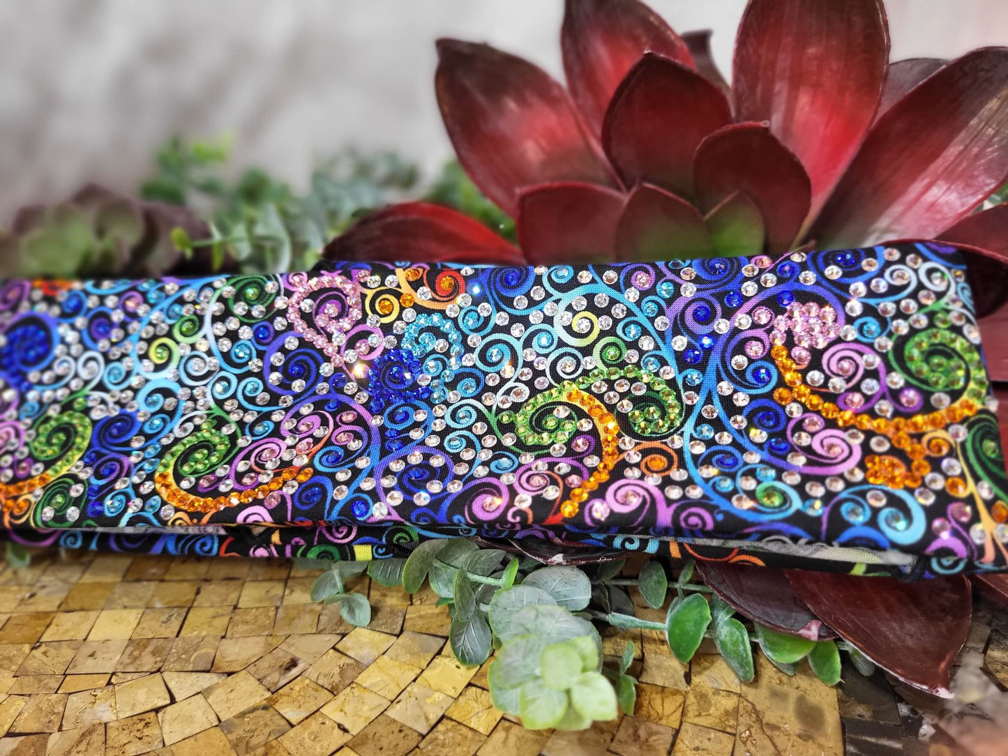 Super LeeAnnette Bandana Bright Scrolls with Multiple Colors of Austrian Crystals (sku4713)