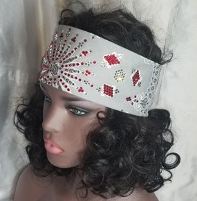 LeeAnnette Silver Paisley with Red and Diamond Clear Austrian Crystals (Sku4526)