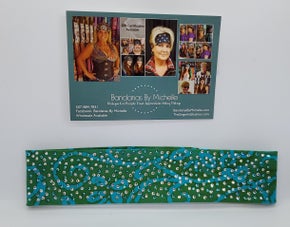 LeeAnnette NARROW Turquoise Batik Design with Turquoise and Diamond Clear Austrian Crystals (sku4923)