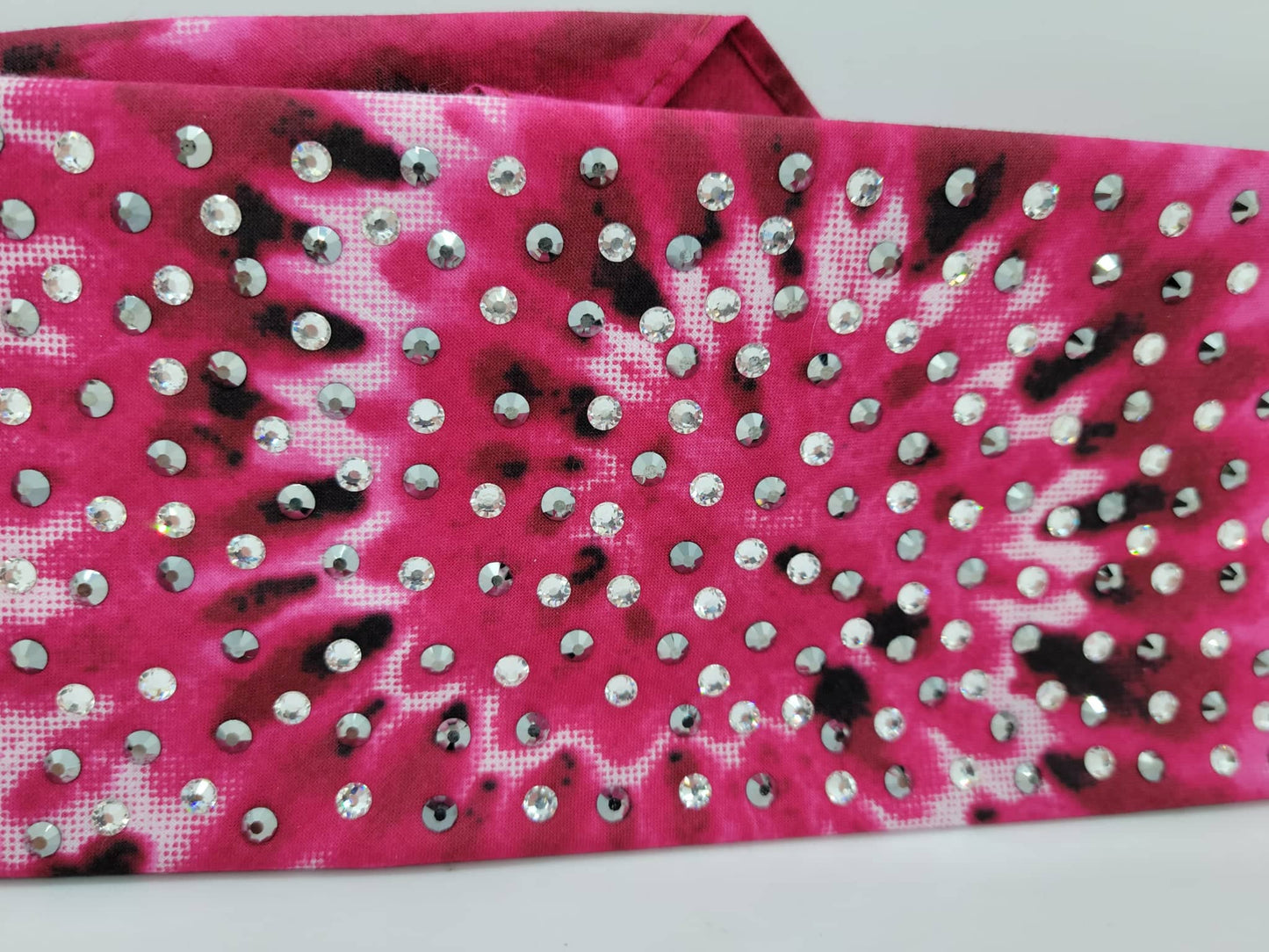 LeeAnnette Pink and Black Tie Dye with Black and Diamond Clear Austrian Crystals (4955)