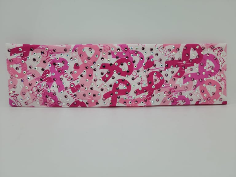 LeeAnnette Breast Cancer Pink Ribbon with Rose and Aurora Borealis Crystals (4964)