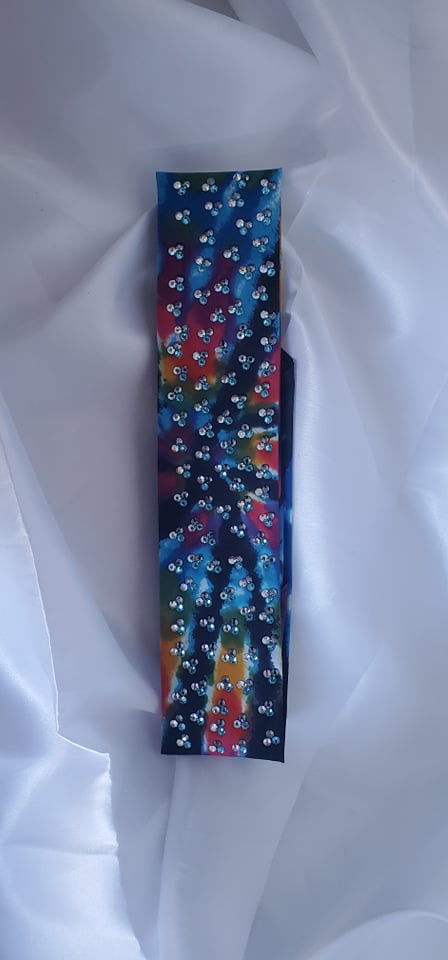 Narrow LeeAnnette Black Hole with Light Blue, Black and Aurora Borealis Crystals (4981)